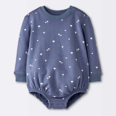 Baby Boys' Mushroom Sweatshirt Romper - Cloud Island™ Navy Blue 3 Baby Boys' Mushroom Sweatshirt Romper - Cloud Island™ Navy Blue - Image 3
