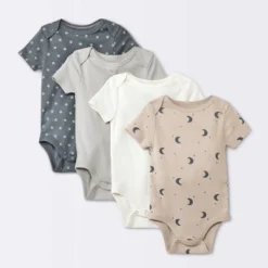 Baby 4pk Short Sleeve Moons Bodysuit - Cloud Island™ Gray -Cloud Island Shop GUEST 093754ce 9110 4e9b 81bc 493ecb1be3c2