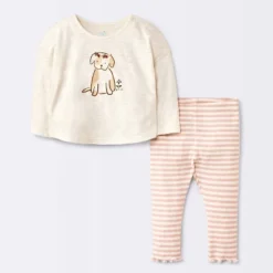 Baby Girls' 2pc Dog Floral Leggings Set - Cloud Island™ Cream -Cloud Island Shop GUEST 0cef83c1 fa30 4020 a74a 757f0742d664
