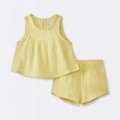 Baby Girls' Swiss Dot Tank Top & Shorts Set - Cloud Island™ Yellow -Cloud Island Shop GUEST 0de6e25b d182 4396 a652 73e68b87f860