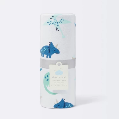 Jersey Knit Reversible Faux Fur Blanket Dinos - Cloud Island™ Blue/Green 3 Jersey Knit Reversible Faux Fur Blanket Dinos - Cloud Island™ Blue/Green - Image 3