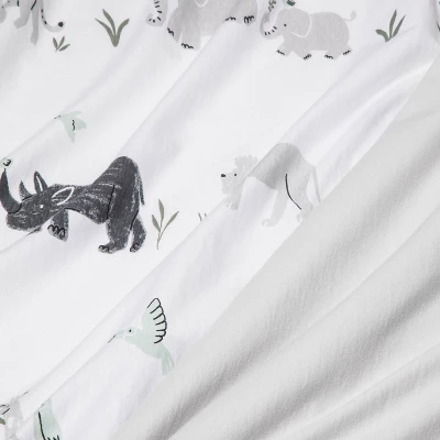Fitted Jersey Crib Sheet 2pk - Cloud Island™ Two By Two Animals And Solid Gray 3 Fitted Jersey Crib Sheet 2pk - Cloud Island™ Two By Two Animals And Solid Gray - Image 3