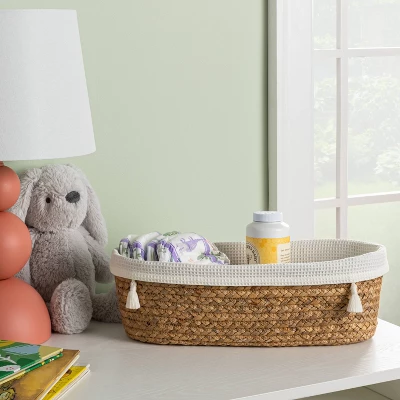 Natural Weave Oval Storage Bin With Waffle Weave Liner - Cloud Island™ 1 Natural Weave Oval Storage Bin With Waffle Weave Liner - Cloud Island™
