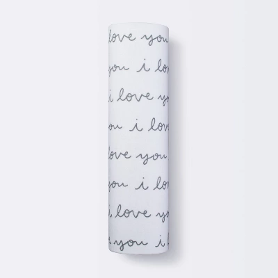 Muslin Swaddle Blanket I Love You - Cloud Island™ White 4 Muslin Swaddle Blanket I Love You - Cloud Island™ White - Image 4