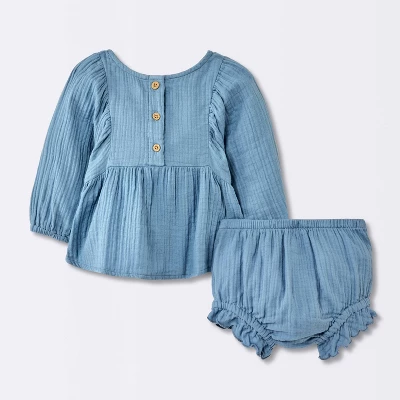 Baby Girls' 2pc Embroidered Floral Gauze Top & Bottom Set - Cloud Island™ Blue -Cloud Island Shop GUEST 3107dc17 cf63 4f7d af94 4c0f395ff749