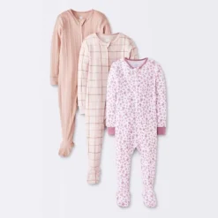 Baby Girls' 3pk Floral Tight Fit Sleep N' Play - Cloud Island™ Peach -Cloud Island Shop GUEST 32f77565 5464 42a9 94aa 4f20d02a6bd8