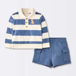 Baby Boys' 2pc Fox Striped Polo Shorts Set - Cloud Island™ Navy Blue -Cloud Island Shop GUEST 34b42e23 a865 47f3 8aec 5e1a6f003b4a