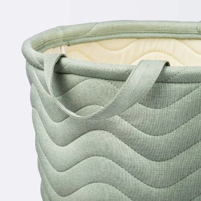 Quilted Fabric Large Round Storage Basket - Green - Cloud Island™ 2 Quilted Fabric Large Round Storage Basket - Green - Cloud Island™ - Image 2