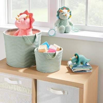 Quilted Fabric Small Round Storage Basket - Green - Cloud Island™ 1 Quilted Fabric Small Round Storage Basket - Green - Cloud Island™