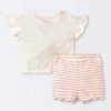Baby Girls' 2pc Dog Floral T-Shirt Shirt & Bike Shorts Set - Cloud Island™ Cream