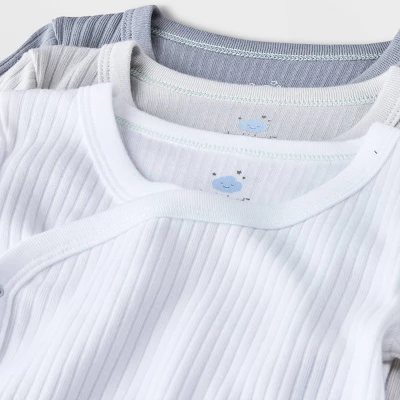 Baby Boys' 3pk Side Snap Long Sleeve Bodysuit - Cloud Island™ Gray 2 Baby Boys' 3pk Side Snap Long Sleeve Bodysuit - Cloud Island™ Gray - Image 2