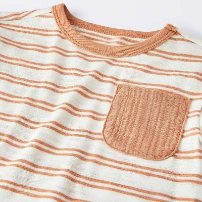 Baby Boys' Rust Striped Pocket T-Shirt & Shorts Set - Cloud Island™ Brown 2 Baby Boys' Rust Striped Pocket T-Shirt & Shorts Set - Cloud Island™ Brown - Image 2