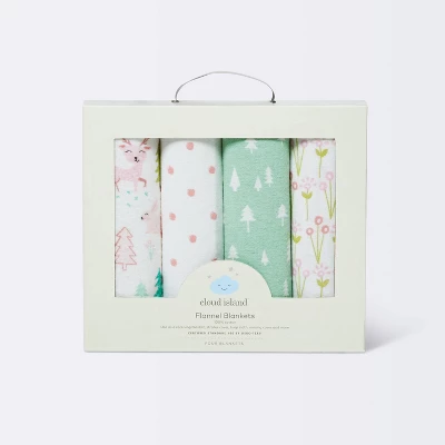 Flannel Baby Blankets Forest Frolic 4pk - Cloud Island™ Pink 2 Flannel Baby Blankets Forest Frolic 4pk - Cloud Island™ Pink - Image 2
