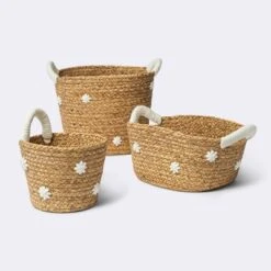 Braided Water Hyacinth With Tufted Embroidery Square Storage Basket - Cloud Island™ -Cloud Island Shop GUEST 45185a1d d101 428b 9a4a 4dce38f9c3eb 1