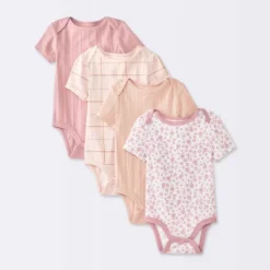 Baby Girls' 4pk Floral Short Sleeve Bodysuits - Cloud Island™ Peach/Pink -Cloud Island Shop GUEST 46bde8b5 8241 40ed a67a 55ebda63ac21