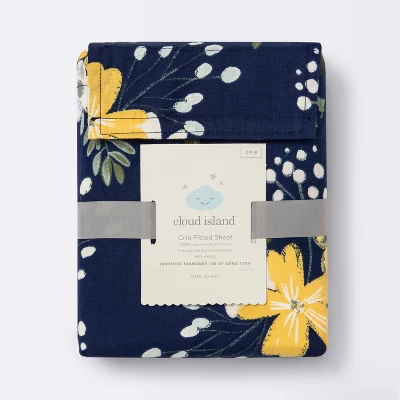 Fitted Crib Sheet Meadow - Cloud Island™ - Navy Floral 4 Fitted Crib Sheet Meadow - Cloud Island™ - Navy Floral - Image 4