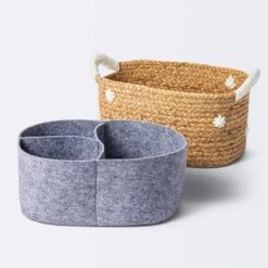 Braided Water Hyacinth With Tufted Embroidery Diaper Caddy Basket - Cloud Island™ -Cloud Island Shop GUEST 4af8ac84 e21a 4e49 9482 b52190eda164