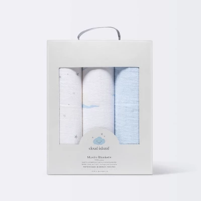 Muslin Swaddle Blankets 3pk - Cloud Island™ Two By Two Animals 2 Muslin Swaddle Blankets 3pk - Cloud Island™ Two By Two Animals - Image 2