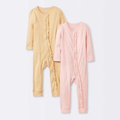 Baby 2pk Basic Wide Rib Romper - Cloud Island™ Pink 3 Baby 2pk Basic Wide Rib Romper - Cloud Island™ Pink - Image 3