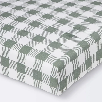Fitted Crib Sheet - Cloud Island™ Green Gingham 5 Fitted Crib Sheet - Cloud Island™ Green Gingham - Image 5