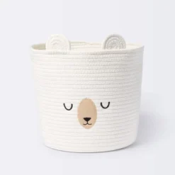 Medium Coiled Rope Round Basket Sleepy Bear - Cream - Cloud Island™ -Cloud Island Shop GUEST 62be5e8c 74ee 4c31 ab9e 027a2e268774