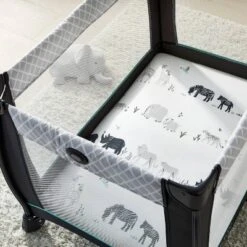 Fitted Play Yard Jersey Sheet 2pk - Cloud Island™ Two By Two Animals And Solid Gray