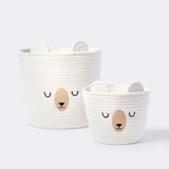 Medium Coiled Rope Round Basket Sleepy Bear - Cream - Cloud Island™ -Cloud Island Shop GUEST 703c8dda 6b78 47a5 a7ee 058a610b984a