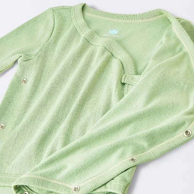 Baby 2pc Neutral Pointelle Top & Bottom Set - Cloud Island™ Green 2 Baby 2pc Neutral Pointelle Top & Bottom Set - Cloud Island™ Green - Image 2