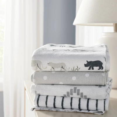 Flannel Baby Blanket - Cloud Island™ Two By Two Animals - 4pk 1 Flannel Baby Blanket - Cloud Island™ Two By Two Animals - 4pk