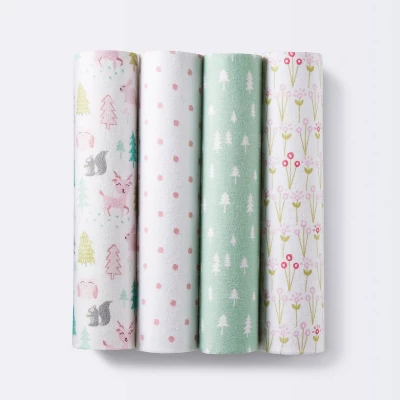 Flannel Baby Blankets Forest Frolic 4pk - Cloud Island™ Pink 3 Flannel Baby Blankets Forest Frolic 4pk - Cloud Island™ Pink - Image 3