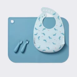 Silicone Bib And Utensil Feeding Set - 4pc - Blue - Cloud Island™ -Cloud Island Shop GUEST 91556a1d 3696 4956 a2d4 70bcd56ffeb9