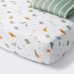 Fitted Jersey Crib Sheet - Safari Stripes - 2pk - Cloud Island™ -Cloud Island Shop GUEST 91672444 4a25 4064 a6ef 48ed2daa22a3