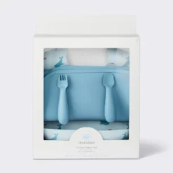 Silicone Bib And Utensil Feeding Set - 4pc - Blue - Cloud Island™ -Cloud Island Shop GUEST 9231de35 34d9 4a0c 9d0e b12c6347253e