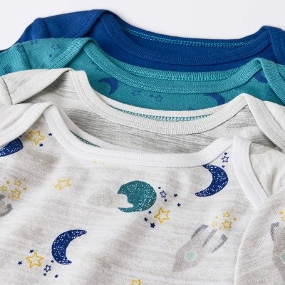 Baby 4pk Short Sleeve Bodysuit - Cloud Island™ Blue 2 Baby 4pk Short Sleeve Bodysuit - Cloud Island™ Blue - Image 2