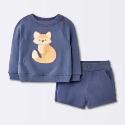 Baby Boys' 2pc Fox Applique Sweatshirt & Shorts Set - Cloud Island™ Navy Blue -Cloud Island Shop GUEST 9cdde992 3628 4450 800b 796e5b61a0da