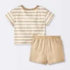 Baby Boys' 2pc Striped Pocket T-Shirt And Shorts Set - Cloud Island™ Tan