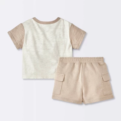 Baby Boys' Beach Club Cargo Top & Shorts Set - Cloud Island™ Cream 1 Baby Boys' Beach Club Cargo Top & Shorts Set - Cloud Island™ Cream