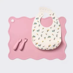 Silicone Bib And Utensil Feeding Set - 4pc - Pink - Cloud Island™ -Cloud Island Shop GUEST aa9008ac c4e4 498c a219 827464e02c75