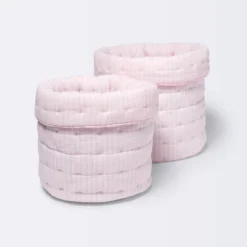 Quilted Gauze Medium Round Storage Bin - Cloud Island™ Pink Stripe 5 Quilted Gauze Medium Round Storage Bin - Cloud Island™ Pink Stripe -Cloud Island Shop GUEST ac06777e 2a05 4350 b393 154caf98aaa3
