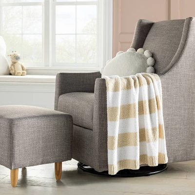 Chenille Stripe Baby Blanket - Khaki And White Stripes - Cloud Island™ 1 Chenille Stripe Baby Blanket - Khaki And White Stripes - Cloud Island™