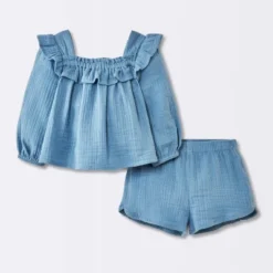 Baby Girls' 2pc Gauze Long Sleeve Top And Bloomer Set - Cloud Island™ Blue -Cloud Island Shop GUEST b2193416 cbaf 4db6 b69c dc4e97c8798d