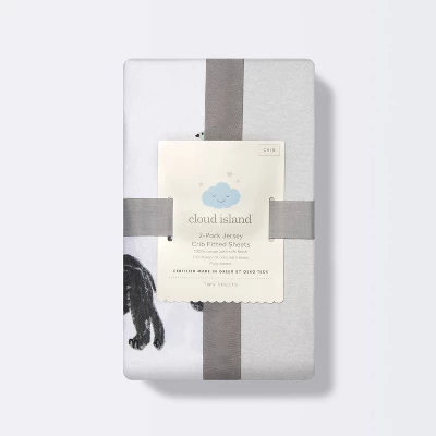 Fitted Jersey Crib Sheet 2pk - Cloud Island™ Two By Two Animals And Solid Gray 4 Fitted Jersey Crib Sheet 2pk - Cloud Island™ Two By Two Animals And Solid Gray - Image 4