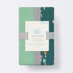 Fitted Jersey Play Yard Crib Sheet - Mushroom/Solid Green - 2pk - Cloud Island™ -Cloud Island Shop GUEST b9764904 d2c3 4282 9904 d6f8eafb57f3
