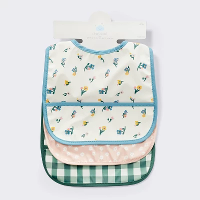 Water Resistant Bibs - 3pk - Floral/Checkerboard - Cloud Island™ 3 Water Resistant Bibs - 3pk - Floral/Checkerboard - Cloud Island™ - Image 3