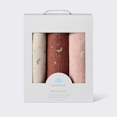 Muslin Swaddle Baby Blanket - Warm Metallic - 3pk - Cloud Island™ 3 Muslin Swaddle Baby Blanket - Warm Metallic - 3pk - Cloud Island™ - Image 3