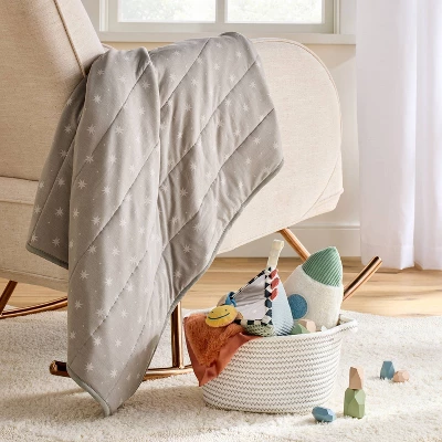 Rayon From Bamboo Jersey Quilted Blanket - Stars - Gray - Cloud Island™ 1 Rayon From Bamboo Jersey Quilted Blanket - Stars - Gray - Cloud Island™