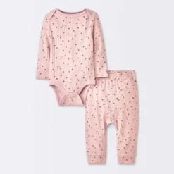 Baby Girls' 2pc Stars Wide Ribbed Long Sleeve Top & Pants Set - Cloud Island™ Pink -Cloud Island Shop GUEST d4ac1b57 b7b8 4062 81a2 5331a0c1f87a
