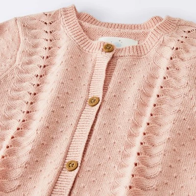 Baby Girls' 2pc Pointelle Sweater Set - Cloud Island™ Pink 2 Baby Girls' 2pc Pointelle Sweater Set - Cloud Island™ Pink - Image 2
