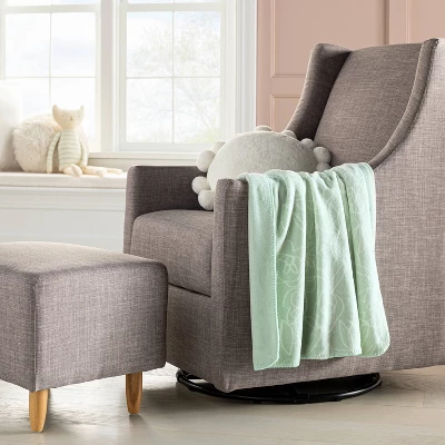 Plush Baby Blanket - Green Line Floral - Cloud Island™ 1 Plush Baby Blanket - Green Line Floral - Cloud Island™