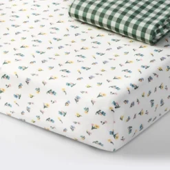 Fitted Jersey Crib Sheet -Floral Gingham Green - 2pk - Cloud Island™ -Cloud Island Shop GUEST e18774a3 4c63 4dcb bea0 3cff5c2e686d